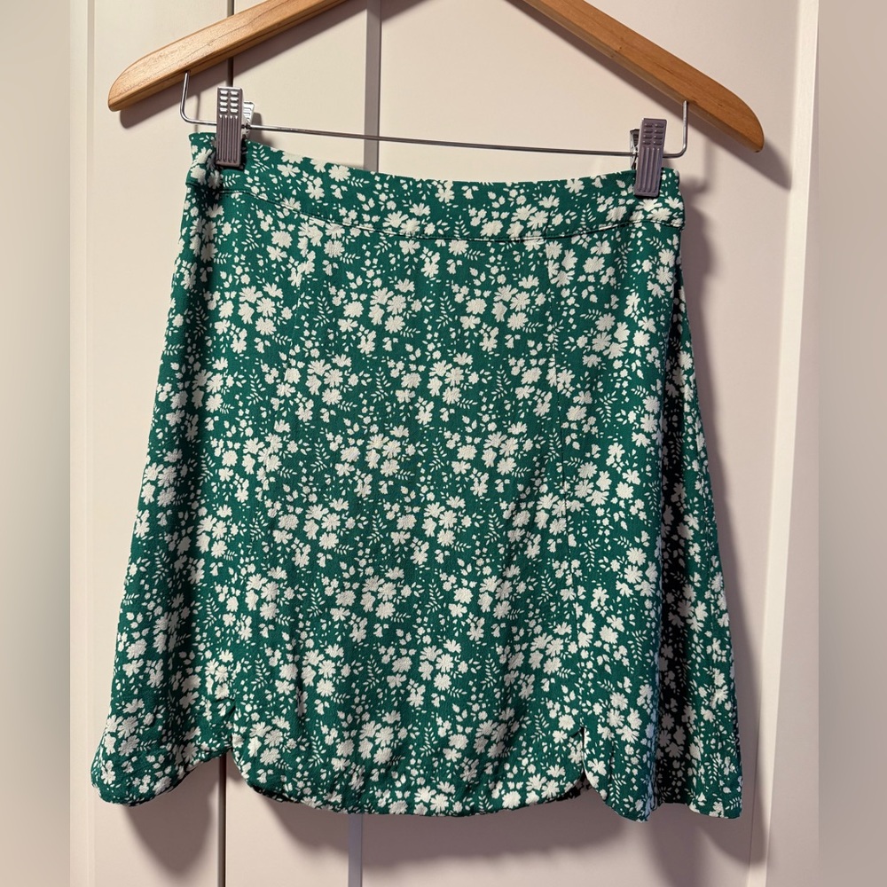 For Love And Lemons Green Skater Mini Skirt